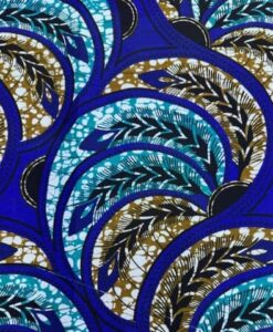 Tissu coton wax imprimé Feuilles Majorelle