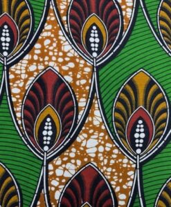 Tissu coton wax imprimé Gousses Savane verte