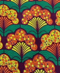 Tissu coton wax imprimé Nuages mandarine