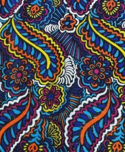 Tissu coton wax imprimé Paisley Nuit électrique