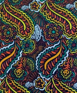 Tissu coton wax imprimé Paisley Terre de Feu