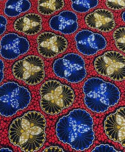Tissu coton wax imprimé reine d'afrique rouge & bleu