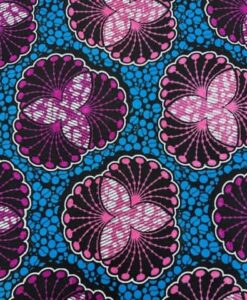 Tissu coton wax imprimé Trèfles indigo