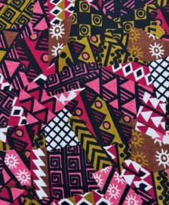 Tissu coton wax imprimé Tribal rose & ocre