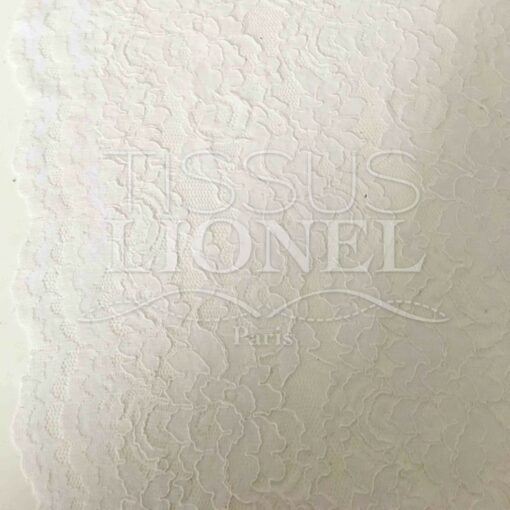 Tissu dentelle couture festonnée blanc