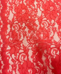 Tissu dentelle couture festonnée corail