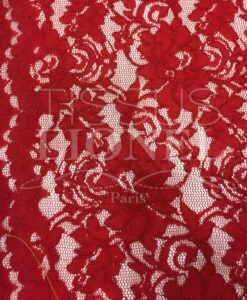Tissu dentelle couture festonnée rouge