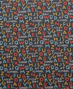 Tissu jersey de coton alphabet fond anthracite