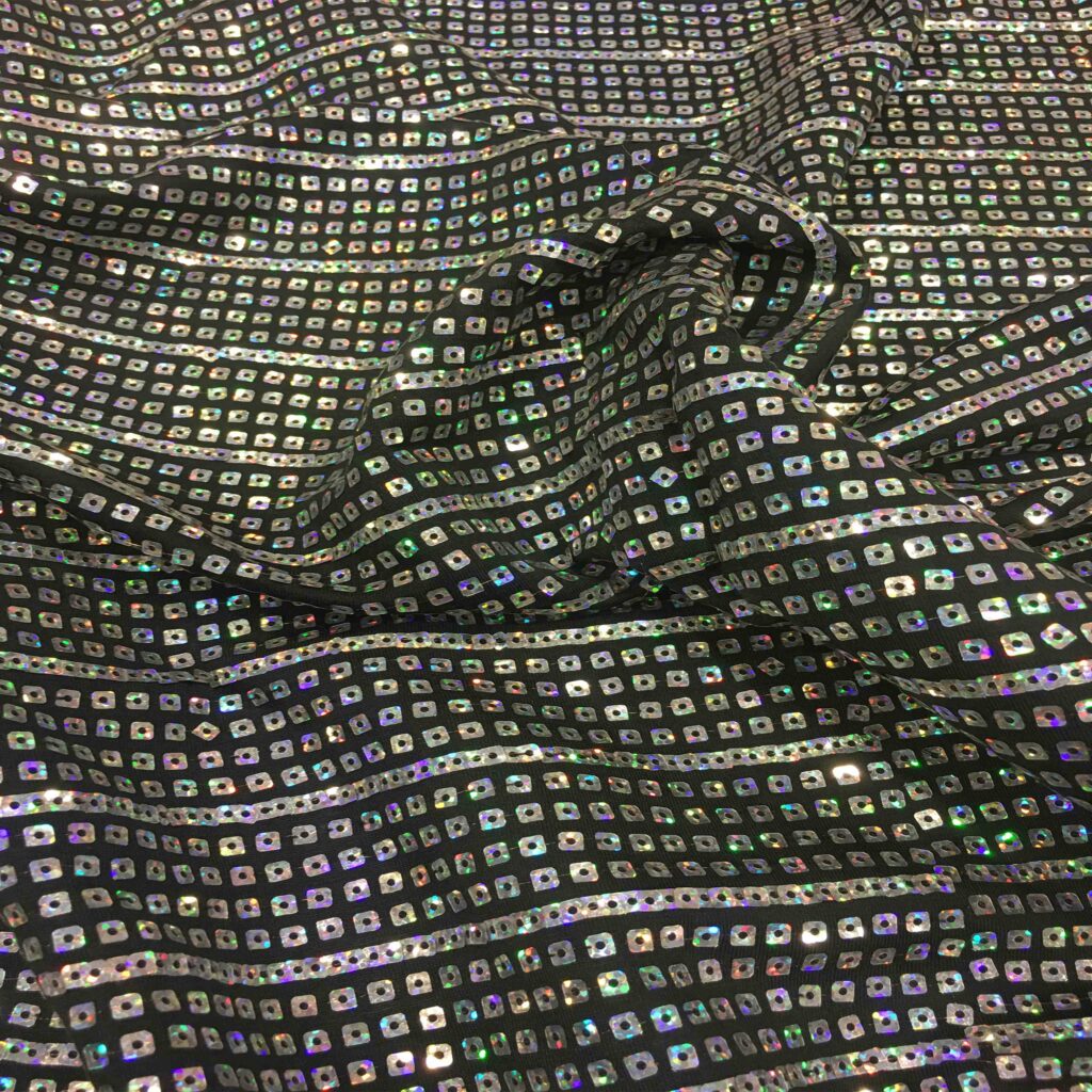 Tissu Maille Sequin Paillettes Rayé, Vendu Au Mètre - Pour Costume De Scène Ou Danse