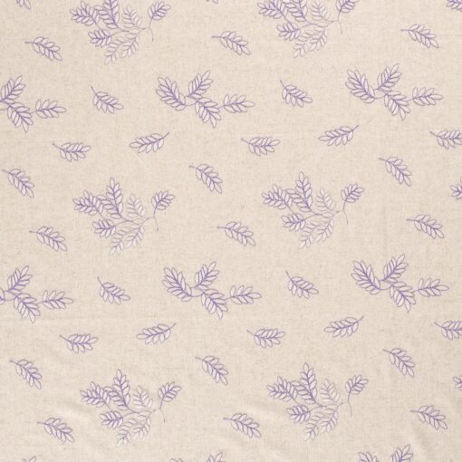 Tissu lin viscose brodé violet