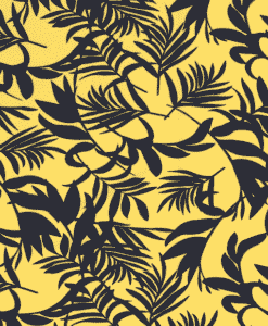 Tissu mélange polyester imprimé feuilles jaune