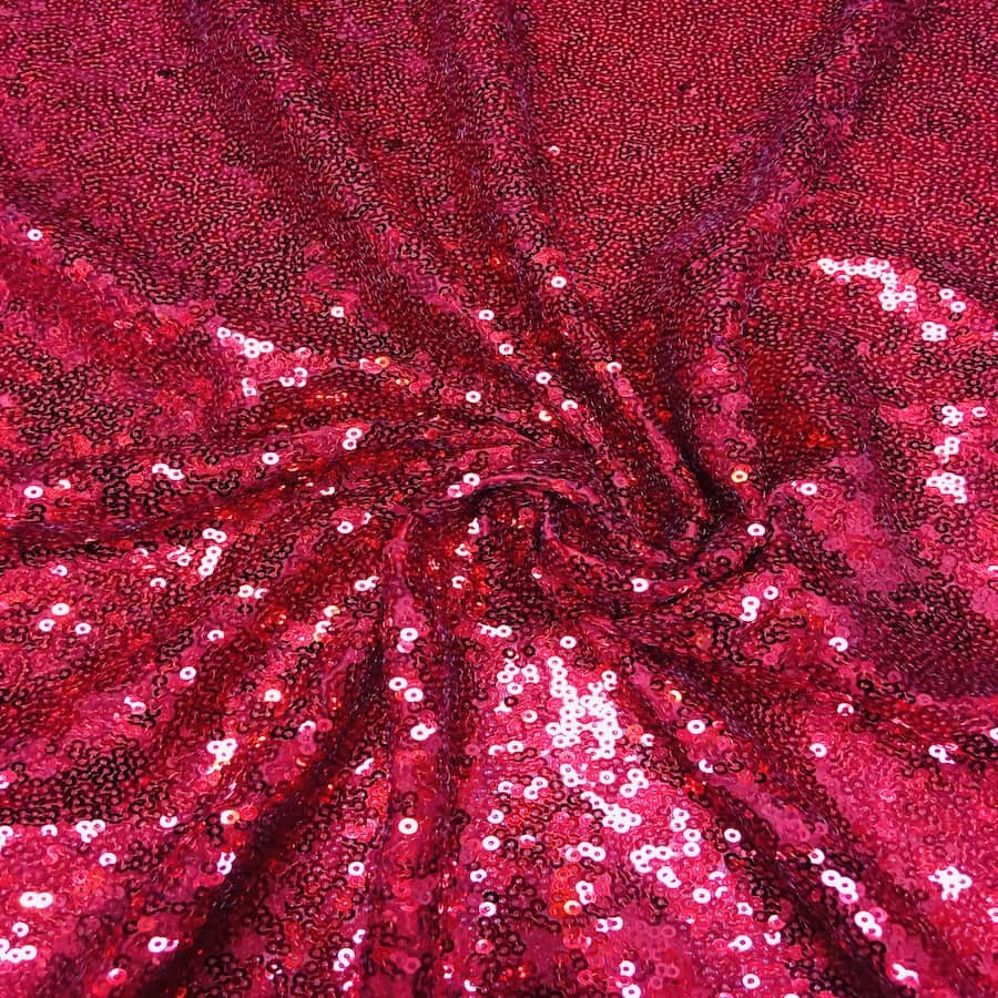 Tissu Paillette Pleine Cousu Rouge Tissus Lionel