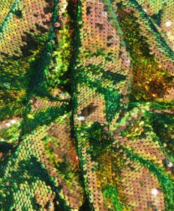Tissu paillette or et vert caméléon
