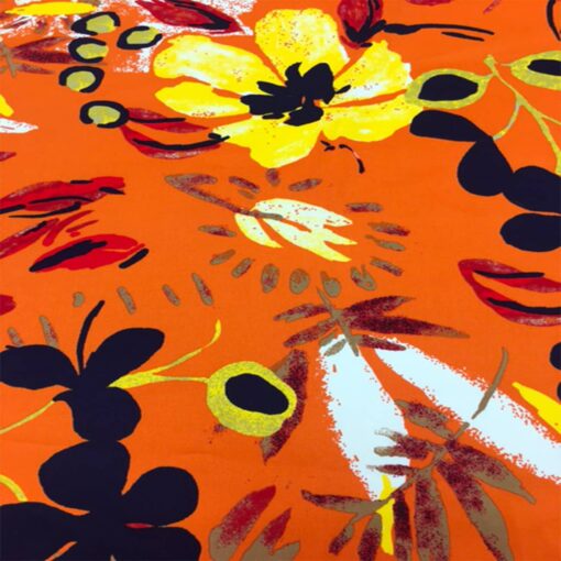 Tissu satin de coton aquarelle fleuris 1