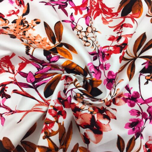 Tissu satin de coton fleurs d'automne
