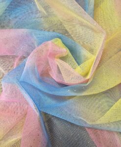 Tissu tulle arc en ciel pailleté Licorne