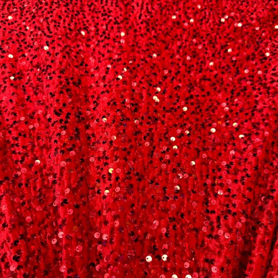 Tissu velours rouge à sequin rouge – Image 2