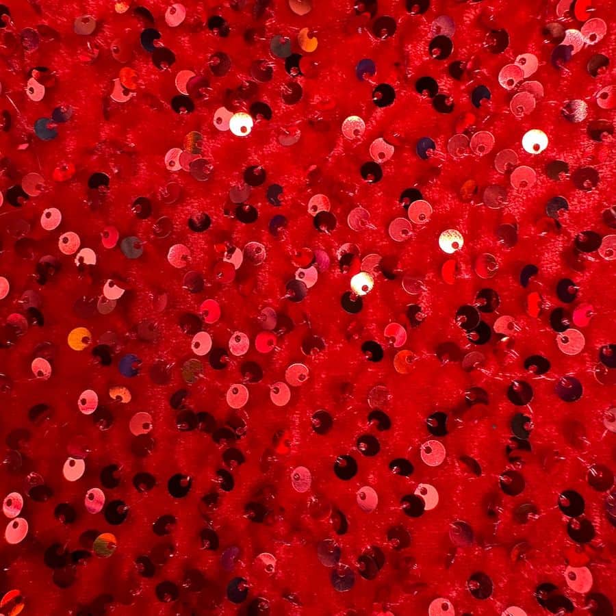 Tissu velours rouge à sequin rouge – Image 3