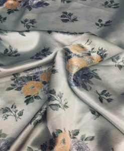 Tissu viscose motif satiné fleurs