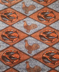 Tissu wax coq et poisson