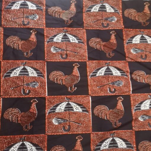 Tissu wax coq sous la pluie
