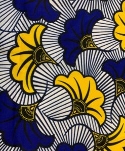 Tissu wax fleurs de mariage bleu