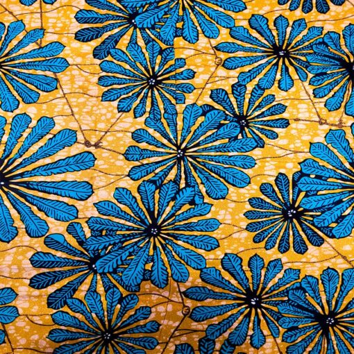 Tissu wax paillete fleuris or