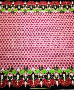 Tissu wax pailleté fleurs d'automne rose