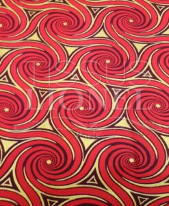 Tissu wax pailleté or circle rouge