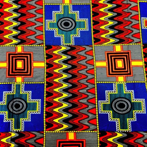 Tissu wax pailleté or zigzag