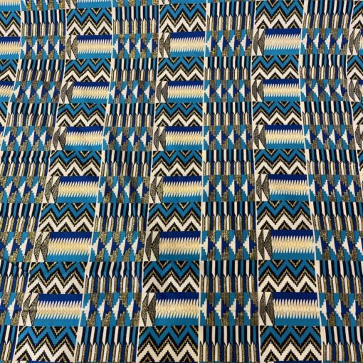 Tissu wax pailleté polygala bleu