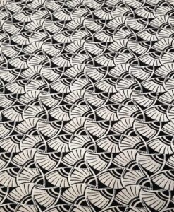 Tissu wax paillette écaille noir et blanc