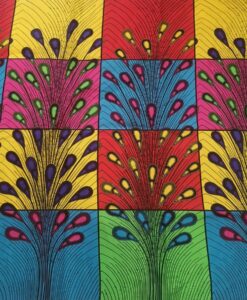 Tissu wax plume de paon multicolors