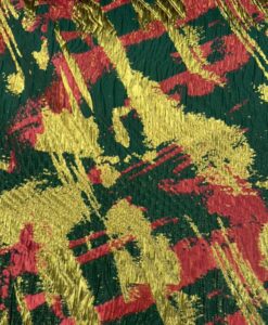 Alternative view of Tissus brocard feu d’artifice vert or rouge
