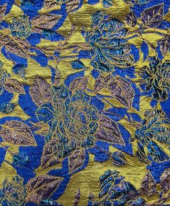 Alternative view of Tissus brocard palmeraie bleu royale et ochre
