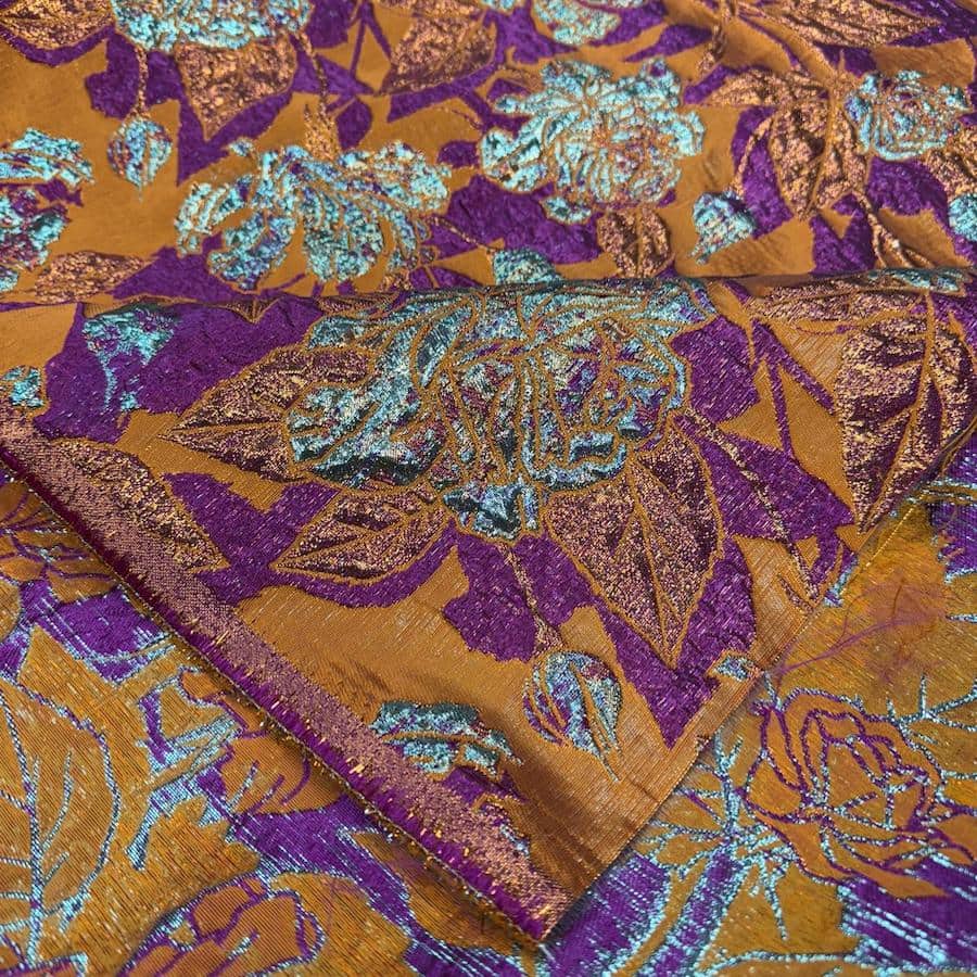 Tissus brocard palmeraie fuchsia fond orange – Image 3