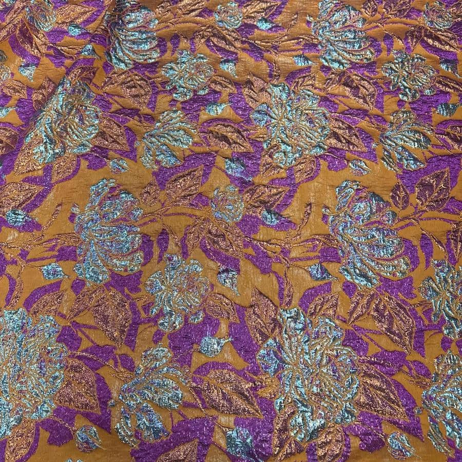 Tissus brocard palmeraie fuchsia fond orange – Image 5