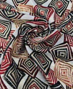 Tissus brocard zaphir rouge bordeaux et noir