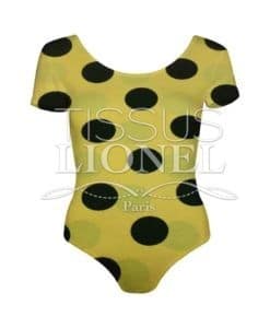 Tissus burlington gros pois noir sur fond jaune