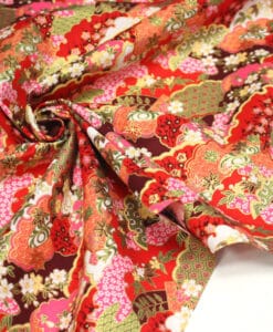 Alternative view of Tissus coton imprimé lurex japonais rouge