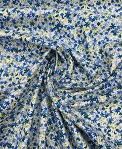 Tissus coton imprimé mille fleurs bleuets