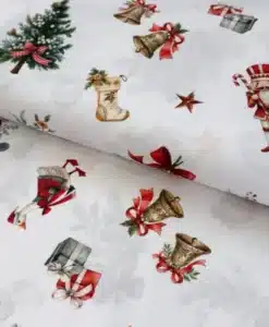 Tissus coton imprimé Noël Enchanté Blanc