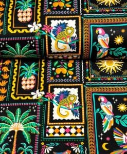 Tissus coton imprime tropical noir