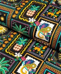 Alternative view of Tissus coton imprime tropical noir