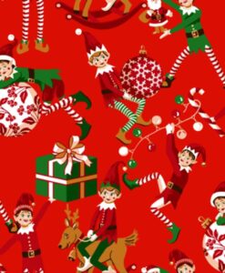 Tissus coton lutin farceur rouge
