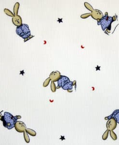 Tissu coton milleraies lapin bleu