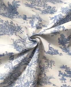 Toile de jouy grande largeur 280cm bleu