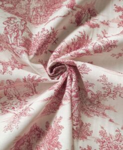 Toile de jouy grande largeur 280cm cerise