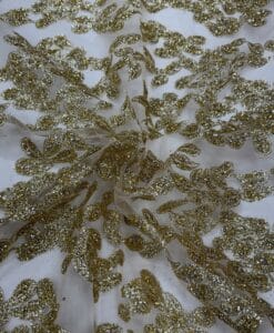 Tulle floqué pailleté dorée