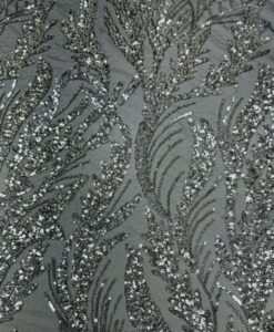 Alternative view of Tulle noir perlé impérial argent